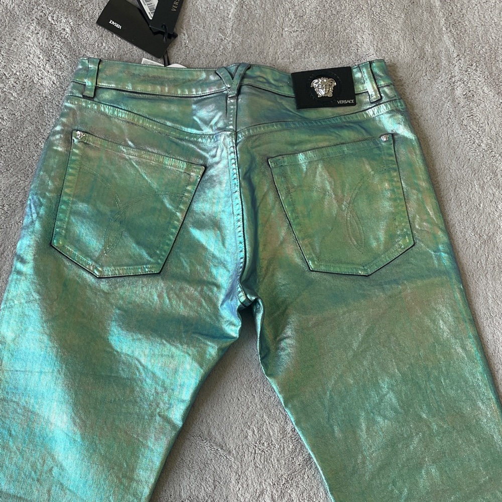 Versace Shimmering Green Mens Jeans - Picture 7 of 7